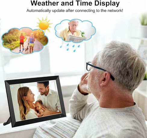 إطار صور رقمي واي فاي سعة 32 جيجابايت مع شاشة لمس IPS مقاس 10.1 بوصات إطار صورة رقمي ذكي لغز إطار صور إلكتروني يدور تلقائيًا الطقس ومشاركة الوقت الصور/مقاطع الفيديو عبر التطبيق أو البريد الإلكتروني، أسود in Kuwait