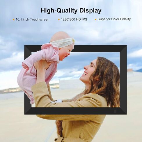 إطار صور رقمي واي فاي سعة 32 جيجابايت مع شاشة لمس IPS مقاس 10.1 بوصات إطار صورة رقمي ذكي لغز إطار صور إلكتروني يدور تلقائيًا الطقس ومشاركة الوقت الصور/مقاطع الفيديو عبر التطبيق أو البريد الإلكتروني، أسود in Kuwait