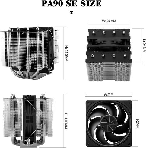 Thermalright Peerless Assassin 90 SE CPU Cooler, 4 Heat Pipes CPU Air Cooler, Dual Towers and PWM 90mm Fan, with 2200RPM Speed CPU ice Cooling,for Intel LGA 1700|1851|1150|1151|1200;AMD:AM4|AM5 in Saudi Arabia