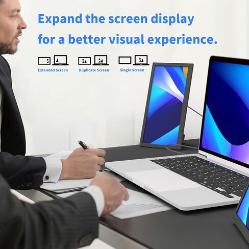 شاشة محمولة مقاس 12.3 بوصة DP/USB من النوع C، شاشة محمولة تعمل بالتوصيل والتشغيل لأجهزة الكمبيوتر المحمول مع مكبر صوت مزدوج وحامل للركل، وموسع شاشة الكمبيوتر المحمول يدعم Windows وMac (رقائق M1/M2/M3)، والكمبيوتر الشخصي in Kuwait