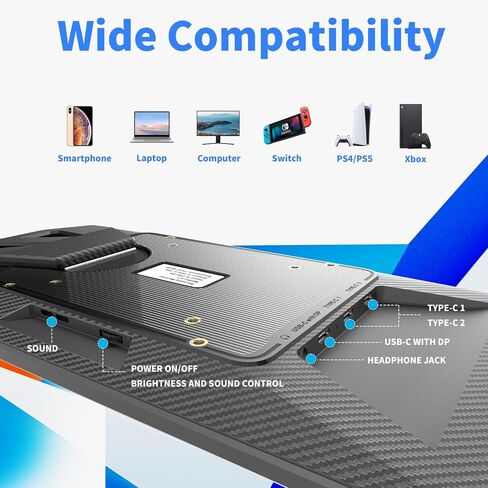 شاشة محمولة مقاس 12.3 بوصة DP/USB من النوع C، شاشة محمولة تعمل بالتوصيل والتشغيل لأجهزة الكمبيوتر المحمول مع مكبر صوت مزدوج وحامل للركل، وموسع شاشة الكمبيوتر المحمول يدعم Windows وMac (رقائق M1/M2/M3)، والكمبيوتر الشخصي in Kuwait