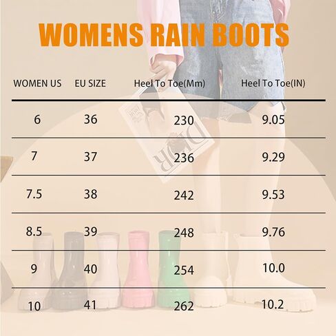 Gets Womens Rain Boots, Waterproof Platform Rubber Chelsea Rainboots, Comfortable Short Shoes Ankle Garden Boots for Outdoor Work in Saudi Arabia
