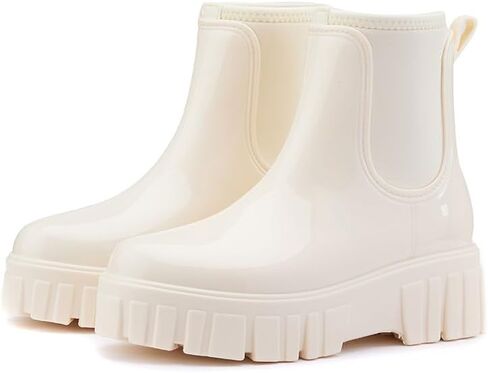 Gets Womens Rain Boots, Waterproof Platform Rubber Chelsea Rainboots, Comfortable Short Shoes Ankle Garden Boots for Outdoor Work in Saudi Arabia