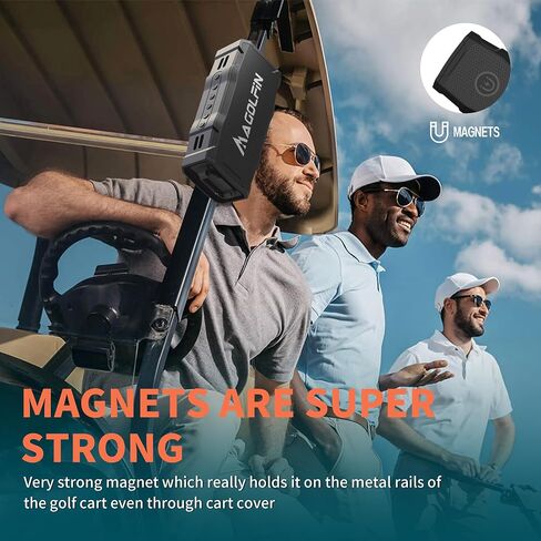 Golf Cart Speaker, 36H Playtime Magnetic Bluetooth Speaker for Golf Cart, 30W Loud Stereo Sound IPX7 Golf Speaker with Bicycle Mount, Hook & Light Design, Golf Accessories for Men - Black in Saudi Arabia