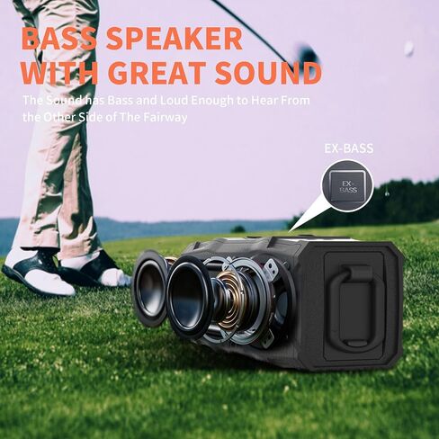 Golf Cart Speaker, 36H Playtime Magnetic Bluetooth Speaker for Golf Cart, 30W Loud Stereo Sound IPX7 Golf Speaker with Bicycle Mount, Hook & Light Design, Golf Accessories for Men - Black in Saudi Arabia