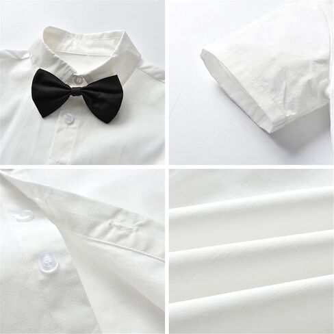 SANGTREE Kids Boys Gentleman Outfit، قميص فستان قصير الأكمام مع ربطة عنق + شورت الحمالات مجموعة ملابس حفلات الزفاف، قصير - 1# أسود 6-9 أشهر = علامة 60 in Saudi Arabia