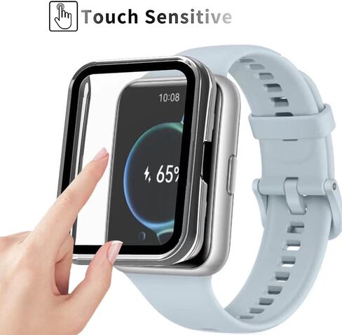 [عبوة من عبوتين] حافظة مع واقي شاشة من الزجاج المقوى متوافق مع ساعة Huawei Watch fit 2، صلابة 9H 360 درجة حافظة حماية رفيعة للغاية من الكمبيوتر الشخصي أسود أسود in Saudi Arabia