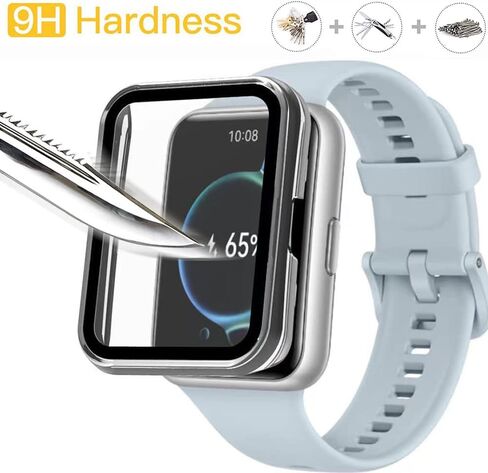[عبوة من عبوتين] حافظة مع واقي شاشة من الزجاج المقوى متوافق مع ساعة Huawei Watch fit 2، صلابة 9H 360 درجة حافظة حماية رفيعة للغاية من الكمبيوتر الشخصي أسود أسود in Saudi Arabia
