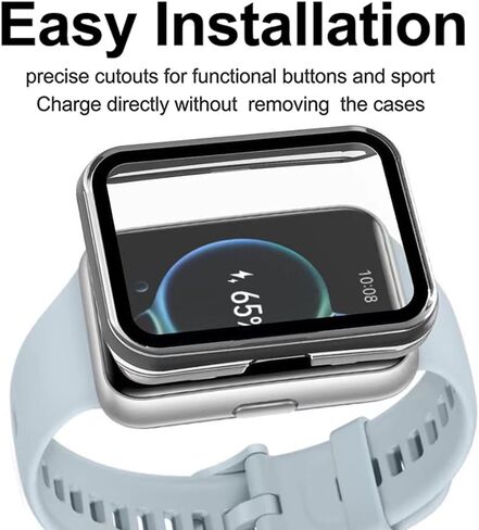 [عبوة من عبوتين] حافظة مع واقي شاشة من الزجاج المقوى متوافق مع ساعة Huawei Watch fit 2، صلابة 9H 360 درجة حافظة حماية رفيعة للغاية من الكمبيوتر الشخصي أسود أسود in Saudi Arabia