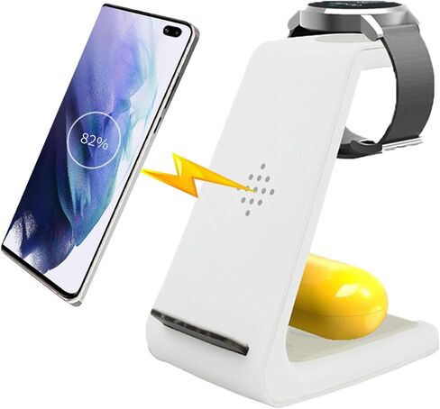 شاحن لاسلكي لهاتف سامسونج، محطة شحن 3 في 1 لساعة Galaxy Watch 3&Buds، Samsung S21/S20/S10/Note 20/10/9/8 (ليس لساعة Galaxy Watch 4) in Kuwait