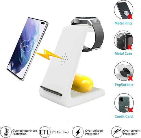 شاحن لاسلكي لهاتف سامسونج، محطة شحن 3 في 1 لساعة Galaxy Watch 3&Buds، Samsung S21/S20/S10/Note 20/10/9/8 (ليس لساعة Galaxy Watch 4) in Kuwait