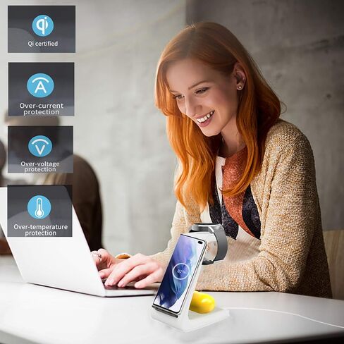 شاحن لاسلكي لهاتف سامسونج، محطة شحن 3 في 1 لساعة Galaxy Watch 3&Buds، Samsung S21/S20/S10/Note 20/10/9/8 (ليس لساعة Galaxy Watch 4) in Kuwait