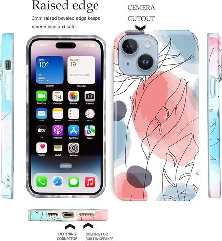 J.west Compatible with iPhone 14 Case Soft Shockproof Cute Floral Phone Protective Cover for Women, Garden Flower Pattern Design Slim Fit Anti-Scratch 6.1" Phone Case for Girl (Spring Floral) in Saudi Arabia