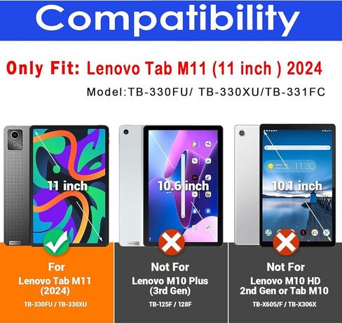 [عبوة من قطعتين] واقي شاشة Gjinniuk لجهاز Lenovo Tab M11 2024 موديل TB-330FU/TB-330XU/TB-331FC، واقي غشاء من الزجاج المقوى لجهاز Lenovo Tablet M11 بوصة إصدار 2024 مضاد للخدش صلابة 9H خالية من الفقاعات in Kuwait