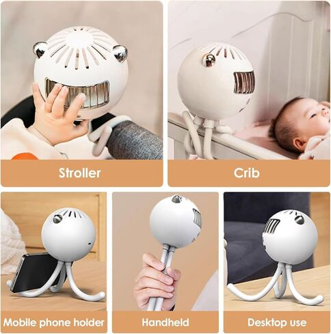 Beberoad Love Portable Stroller Fan with Tripod Stand Flexible Rechargeable Clip On Cooling Fan for Car Seat/Baby Crib/Pet Stroller in Kuwait