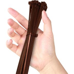 TORMEN Cable-ties, 8in Nylon 100Pcs (Brown) - Adjustable Cord Management for Home, Office, Gardening
