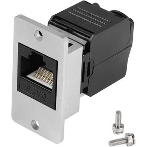 QIANRENON CAT6 RJ45 Rectangular Panel Crimp Adapter No Tool RJ45 8P8C Female Panel Mount Ethernet Connector RJ45 Crimping Mount Socket T568A/B, for Equipment Panel Desktop Wall