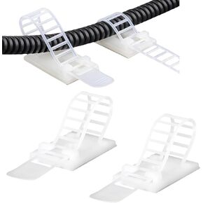 30pcs Adhesive Cable Ties Adjustable Cable Mount. Self-adhesive Nylon Cord Clip Fastener, Cable Management Wire Organizer Fixture, White