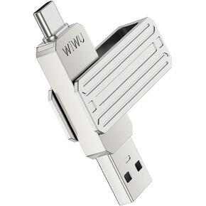 WiWU 64GB Flash Drive 3 in 1, USB 2.0 + USB C + Lightning ports, Thumb Drive Photo Stick for Smartphone/PC/MacBook/Tablet/Computers, Storage Expansion, Extra Storage for Smartphone