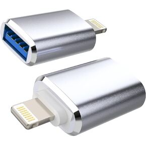 Lightning to USB iPhone OTG Adapter Dongle(2Pack) Camera Card Reader Keyboard Mouse Flash Drive Piano MIDI Hub Data Sync Converter for 11 12 13 14 Pro Max Mini Xr X Xs 7 8 Plus Ipad Air adaptador