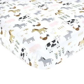 Hudson Baby Unisex Baby Cotton Fitted Crib Sheet, Cute Farm, One Size