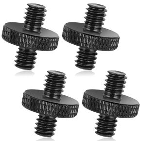 1/4" Male to 1/4" Male Tripod Screw, 4 PCS Standard Camera Cage Mount Threaded Light Stand Screw, Double Head Converter Precision Made for Shoulder Rig Stud Mounting Accessories