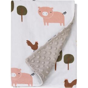 NOJO Little Love Camping White, Gray, and Orange Moose, Tents, and Fishing Super Soft Baby Blanket