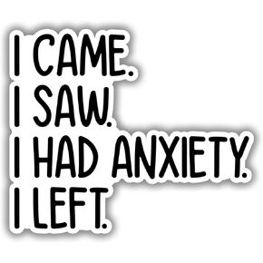 (3 pcs) I Came I Saw I Had Anxiety I Left Sticker for Tumbler Funny Sarcastic Motivational Phrase Inspirational Quote Vinyl Decal for Kindle Laptop Water Bottle Phone Hard Hat - 3x2.6"