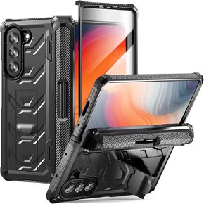 ANTSHARE for Galaxy Z Fold 5 Case with S Pen Holder, [Built-in Screen Protector] [Foldable Hidden Kickstand], Shockproof Rugged Hinge Protection Armor Case for Samsung Galaxy Z Fold 5- Black