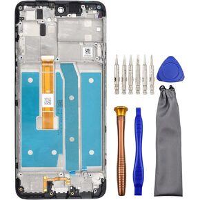 Complete Screen LCD Digitizer Touch Assembly Replacement for LG K62 K52 Q52 with Tool Kit and Screen Frame Installed Black 6.6"