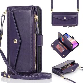 for iPhone 11 Phone case Wallet with Zipper Card Holders for Women,iPhone 11 Wallet case Slots Crossbody Flip Folio Book Cover with Credit Card Holder Men for iPhone11 case - Rose Gold
