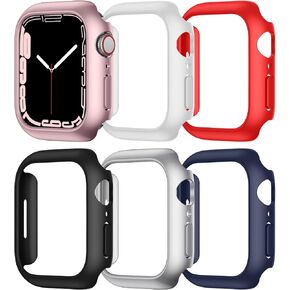 (6 عبوات) GEAK متوافق مع حافظة Apple Watch 7 مقاس 41 مم، إطار غطاء واقٍ من الصدمات من البولي كربونات الصلب متوافق مع ملحقات iWatch Series 7، أسود/كحلي/أبيض/وردي/ذهبي وردي/فضي in Kuwait