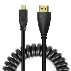 UCEC Micro HDMI to HDMI Cable, 3.2FT Coiled HDMI to Micro HDMI Cable, Retractable HDMI Micro to HDMI Camera Cable for GoPro Hero 7 for Raspberry pi 4 Camcorder Monitors Recorder 4k 1080P 3D