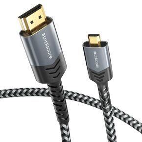 BlueRigger Micro HDMI to HDMI Cable (10FT, 4K 60Hz, Bi-Directional,18Gbps High Speed Cord, HDR, ARC) - Compatible with GoPro Hero 7/6/5/4, Raspberry Pi 4, Sony A6300 Camera, Nikon B500, Yoga 3 Pro