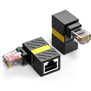 90 Degree Ethernet Extender Adapter 360 Degree Rotation, Right Angle LAN RJ45 Male to Female Extension Adapter Connector for Cat6 Cat5 Cat5e (2Pack)