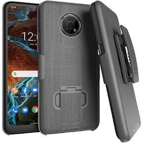 Rome Tech Belt Clip Phone Case for Nokia G300 6.52" (2021) - Slim Heavy Duty Rugged Slide Hip Holster Cover with Kickstand Compatible with Nokia G 300 - Black