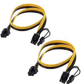2X PCIe 6 Pin Male to 8 Pin (6+2) Male PCI Express Power Adapter Cable for Graphics Video Card for ASUS, ASRock, Gigabyte, Radeon, Sapphire, NVIDIA Tesla GPU, etc CPU Breakout Board CPU Mining