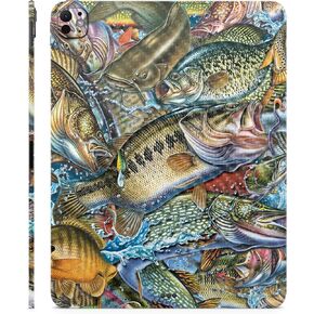 Carbon Fiber Skin Compatible with Apple iPad Pro 11 (M4) 2024 - Action Fish Puzzle - Premium 3M Vinyl Protective Decal Cover - Easy to Apply | Crafted in The USA by MightySkins