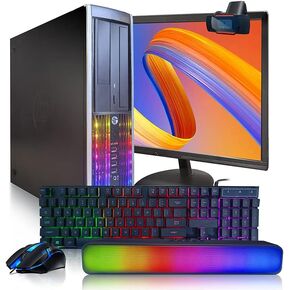 HP Elite RGB Desktop Computer PC, Intel Core i7 up to 3.8GHz, 16G RAM, 512G SSD, New 22 inch FHD LED Monitor, RGB Keyboard and Mouse, RGB BT Sound Bar, Webcam, WiFi, BT 5.0, Windows 10 Pro (Renewed)