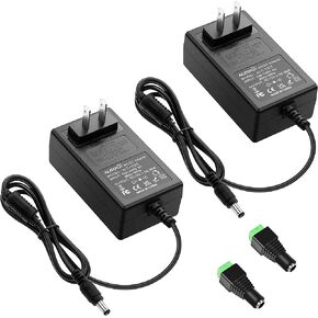 ALITOVE 12V Power Supply 12 Volt 3A 36W AC/DC Adapter DC 12V Power Cord 12V 2.5A 2A AC to DC Converter with 5.5x2.5mm Tip for Baby Brew Bottle Warmer 3D Printer Camera Wireless Router, 2-Pack