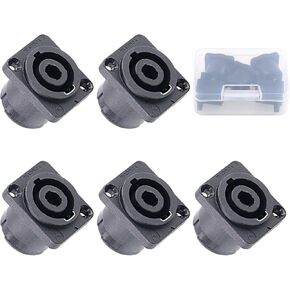 Glarks 5 Pack 4 Pole Round Panel Mount Connector Twist Lock Speaker Compatible with Neutrik Speakon NA4LJ, NA4LJX, NL4MP, NL4MPR, NL4FC, NL4FX, NL4 & NL2 Series, NL2FC