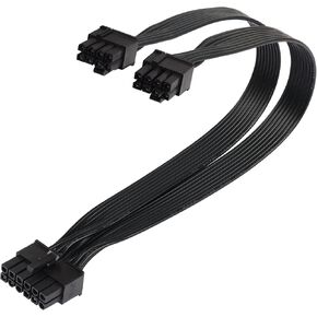 QIANRENON PCI-E 12-pin إلى Dual 8-pin (6+2pin) كبل طاقة بطاقة الرسومات ذكر إلى ذكر Y-Splitter موسع طاقة بطاقة الفيديو مناسب لبطاقة رسومات إمداد الطاقة 6-pin و8-pin 12.6 بوصة (32 سم)