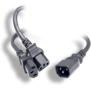 Monoprice Power Cord Splitter - IEC 60320 C14 to 2X IEC 60320 C13, 13 Amp, 1625 Watt, 16AWG, 1.16 Feet, Black