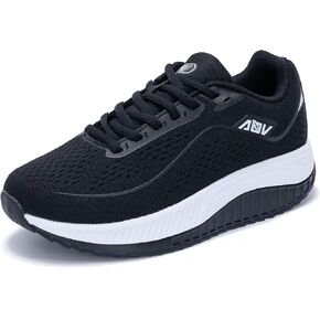 أحذية مشي نسائية مع دعم قوس التهاب اللفافة الأخمصية، أحذية رياضية لتقويم العظام، أحذية تنس عصرية للتمرين في صالة الألعاب الرياضية US10.5 أسود in Kuwait