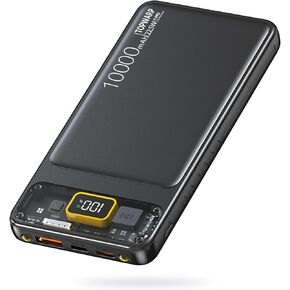 10000mAh Power Bank ,Slim Portable Charger ,Travel Battery Pack, Support PD 22.5W 5V/3A USB-C Output, with Emergency Lighting, Compatible iPhone and Android Phones and Most Electronic Devices,Black