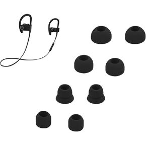 Replacement Eartips Compatible with Powerbeats 3 Powerbeats 2/1, 4 Pairs Replacement Earbuds Silicone Ear Tips Eargels Set - Small, Medium, Large and Double Flange (Black)