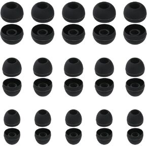30 Pcs Silicone Replacement Earbud, Ear Buds Tips Headphone Earpads Soft Silicone Ear Tips Ear Bud Tips Replacement in S/M/L Sizes Earphone Cover Fit Most Headphones (Black)