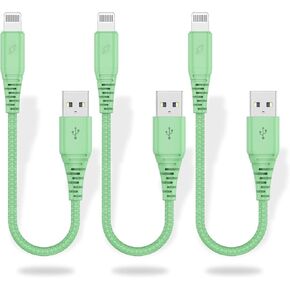 كابل Lightning قصير بطول 1 قدم، [3 عبوات] كابلات شاحن iPhone Cabepow بطول 1 قدم، سلك شحن Apple بطول 1 قدم متوافق مع iPhone 11/Pro/X/Xs Max/XR/8 Plus /7 Plus/6/ iPad (أخضر) in Kuwait