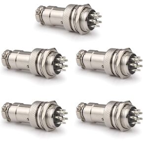GX16 2 Pins Panel Metal Mount Circular Metal Aviation Connector Adapter Male Female Plug Socket (5 Pcs)