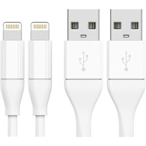 TalkWorks iPhone Charger Lightning Cable 2 حزمة بطول 6 أقدام سلك عالي التحمل معتمد من MFI لأجهزة Apple iPhone 12، 12 Pro/Max، 12 Mini، 11، 11 Pro/Max، XR، XS/Max، X، 8، 7، 6، آيباد - أبيض in Kuwait